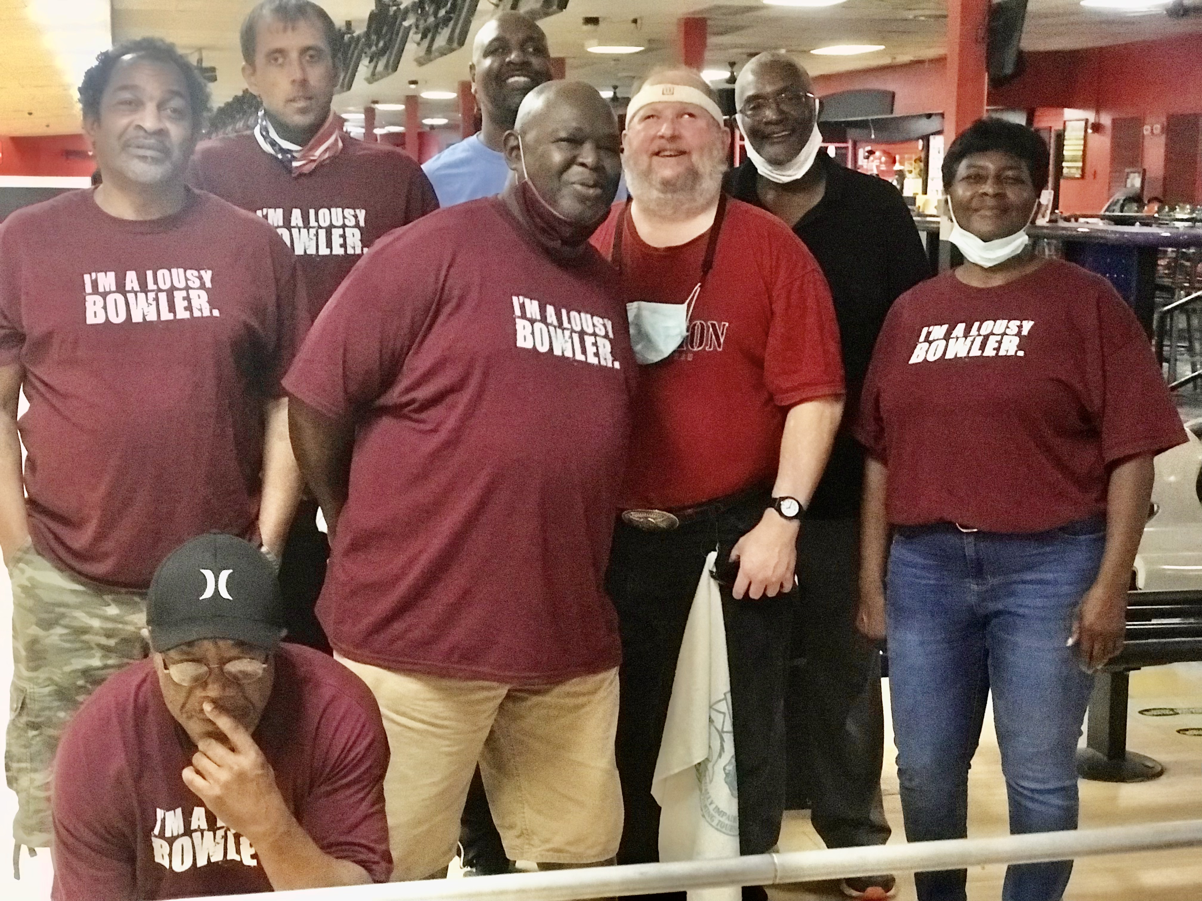 Carolina Crushers Bowling Team Group Photo with Michael Baggett and Peggy Washington